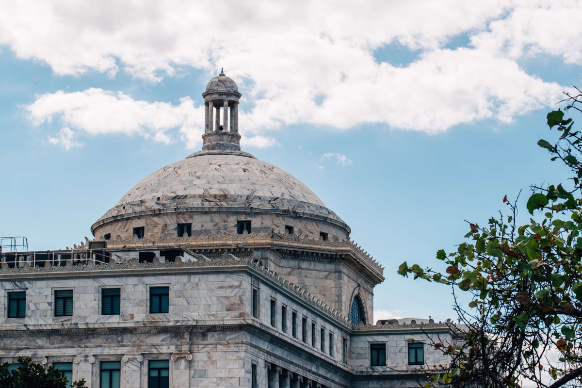 Exterior view of the Puerto Rico Capitol building. 