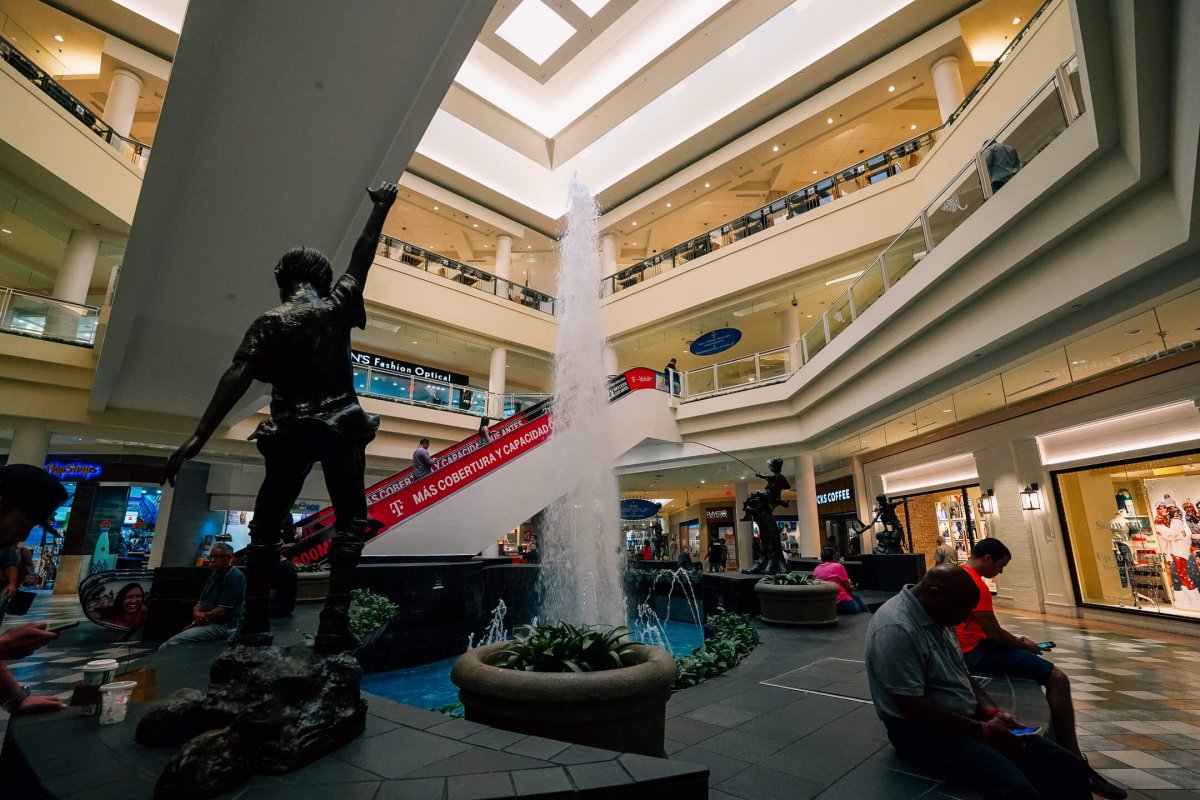 Interior view with fountain at Plaza Las Americas in San Juan. 