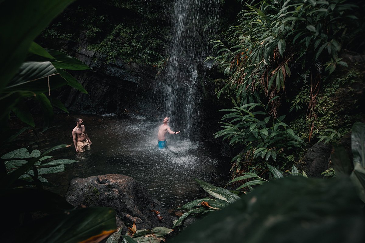 aerial view of a waterfall at El Yunque