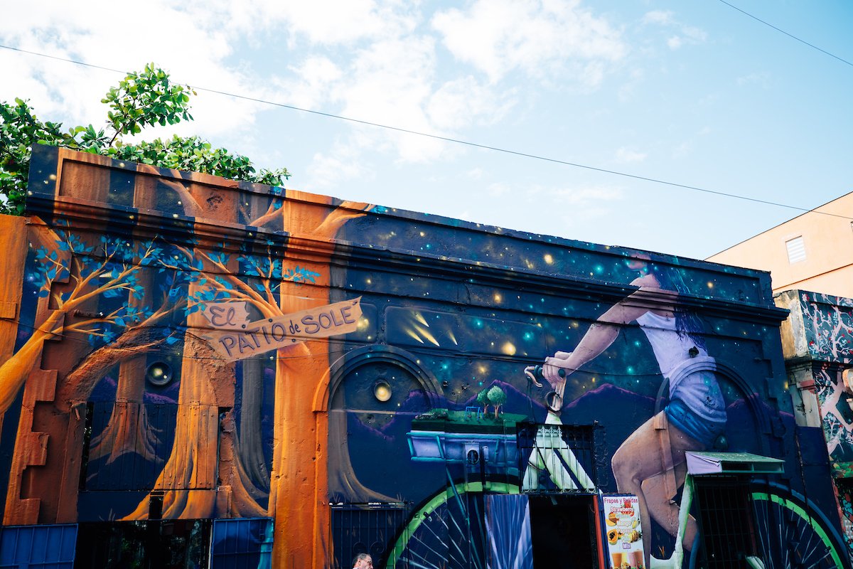 View of a large mural in El Patio de Solé's restaurant.