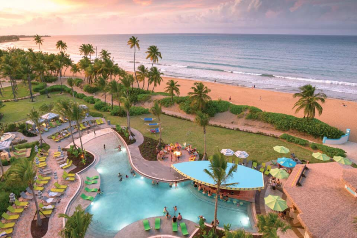 Aerial view of the pool at the Wyndham