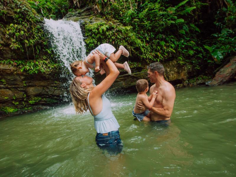 Family at the river