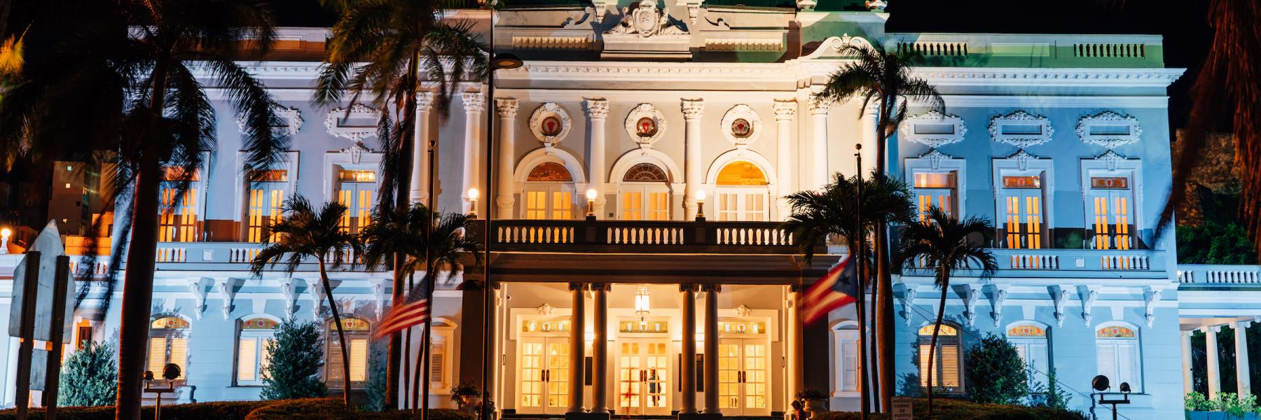 Exterior view of El Antiguo Casino in San Juan. 