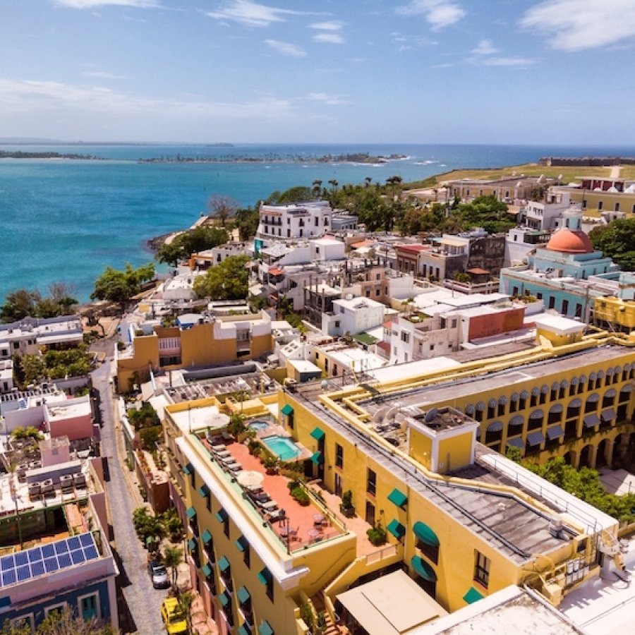 Aerial view of the Hotel El Convento.