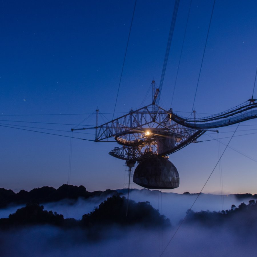 Arecibo Observatory at dusk.