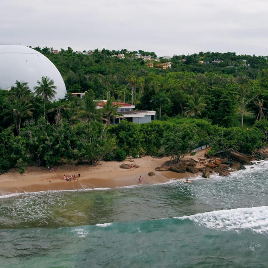 Aerial view of Domes Beach in Rincón.