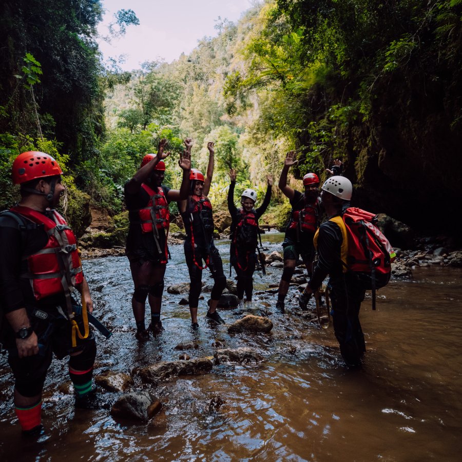 A group visiting the Tanama River