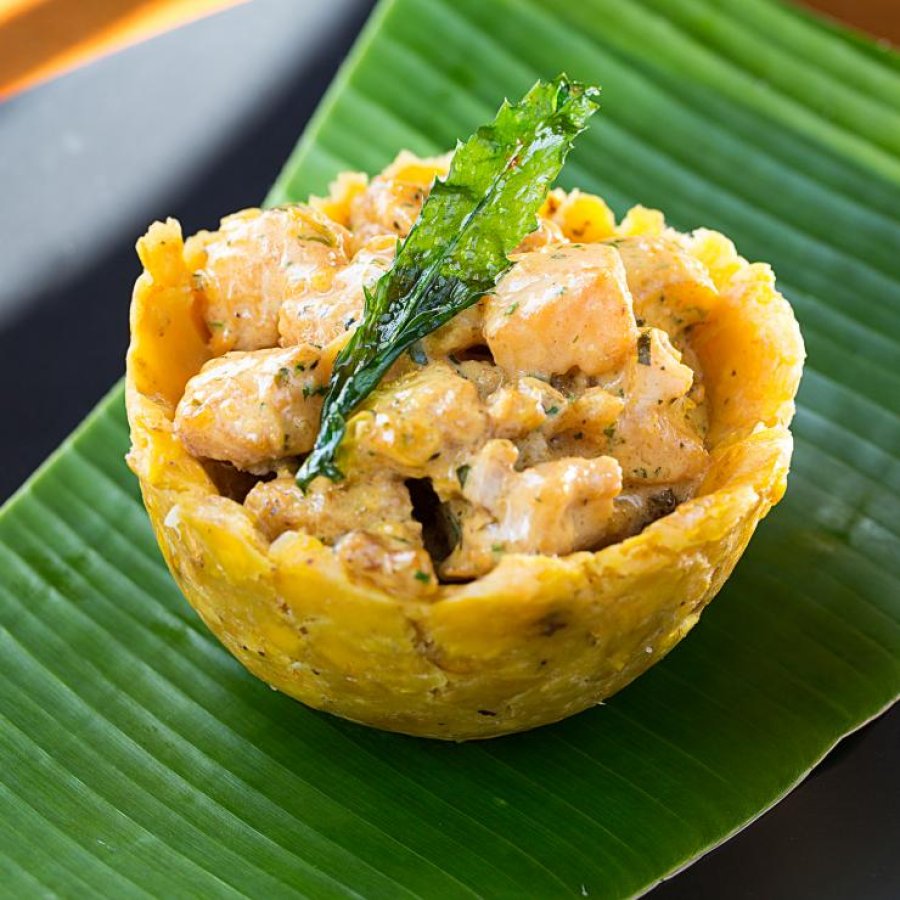 Mofongo stuffed with chicken.