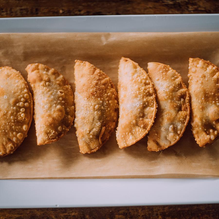 A plate of pastelillos from ASAO smokehouse in Ciales