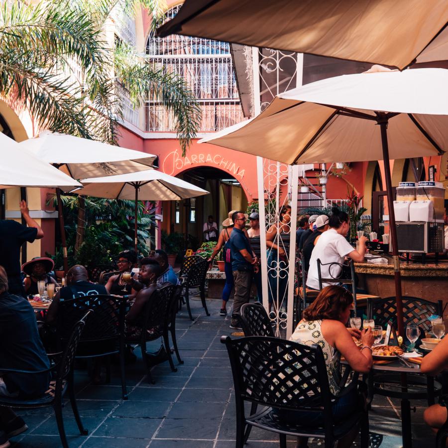 Patio dining at Barrachina in Old San Juan