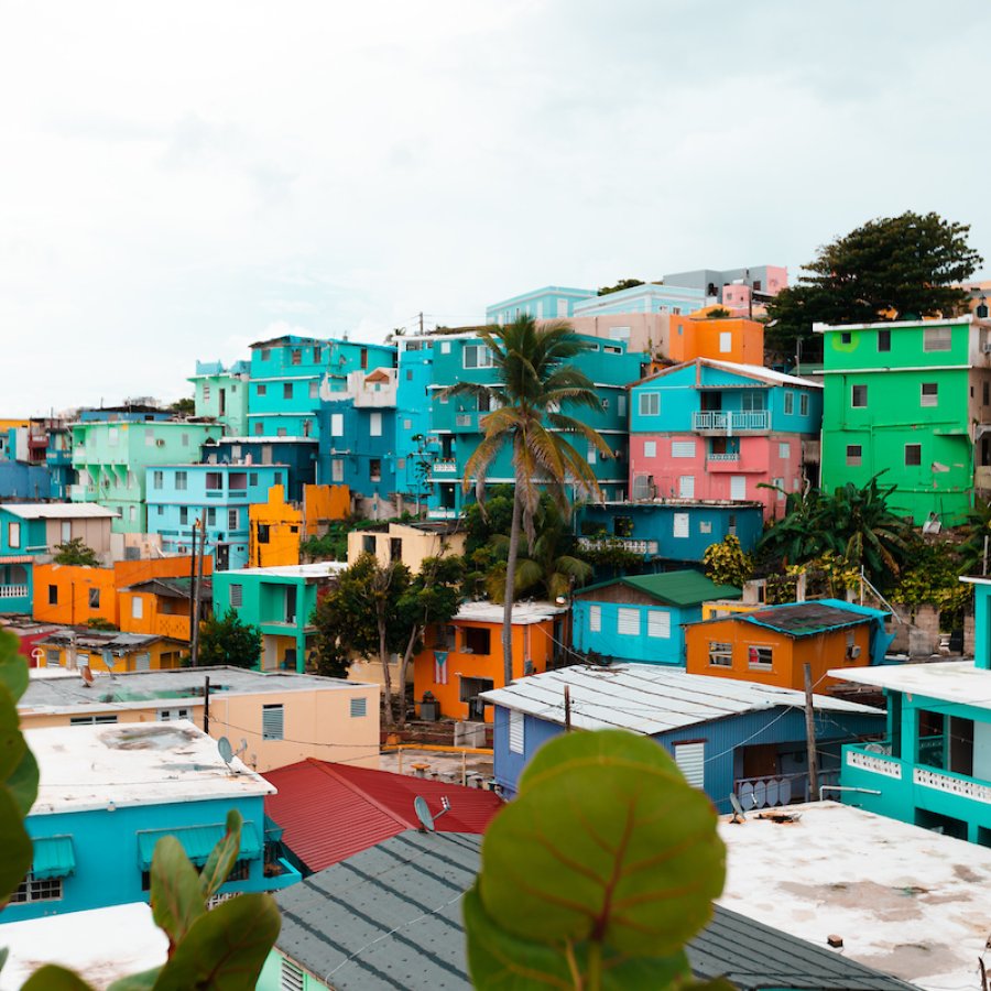 View of colorful houses in La Perla neighborhood.