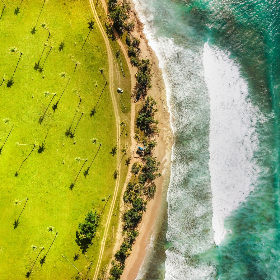 Aerial view of Playuela beach in Aguadilla.