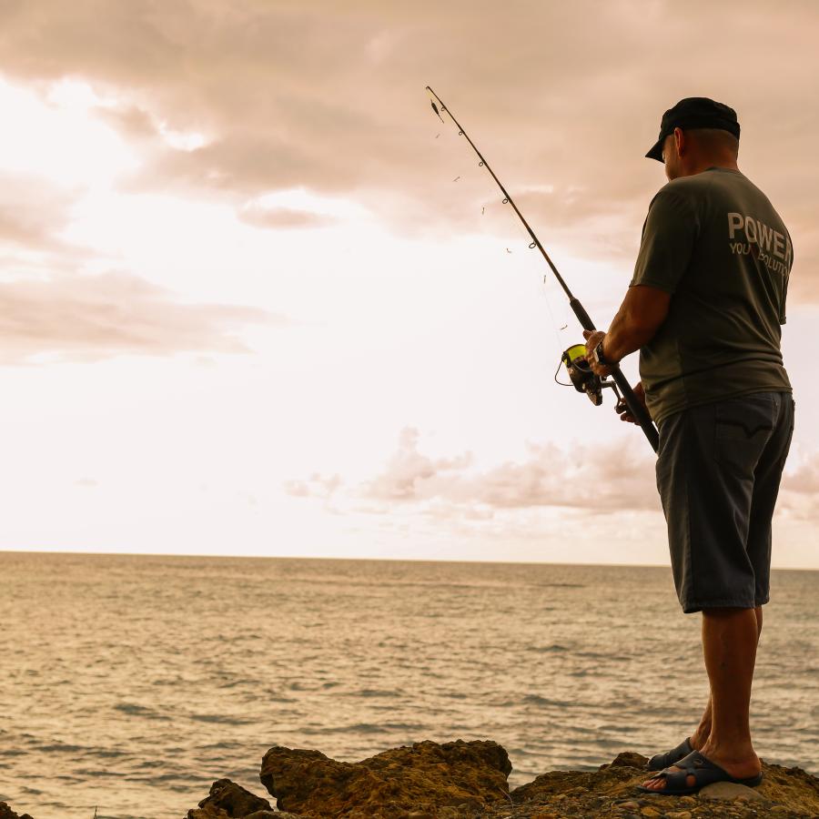 Fishing at sunset