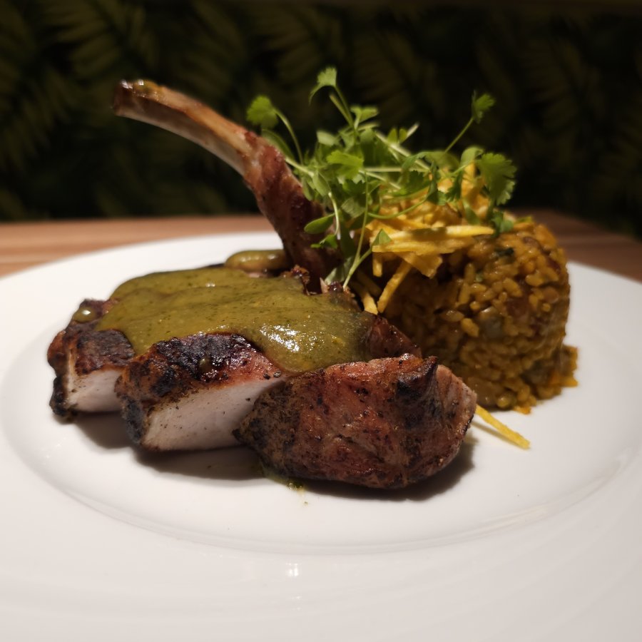 Lamb chops and rice plate at Areyto Modern Cuisine.