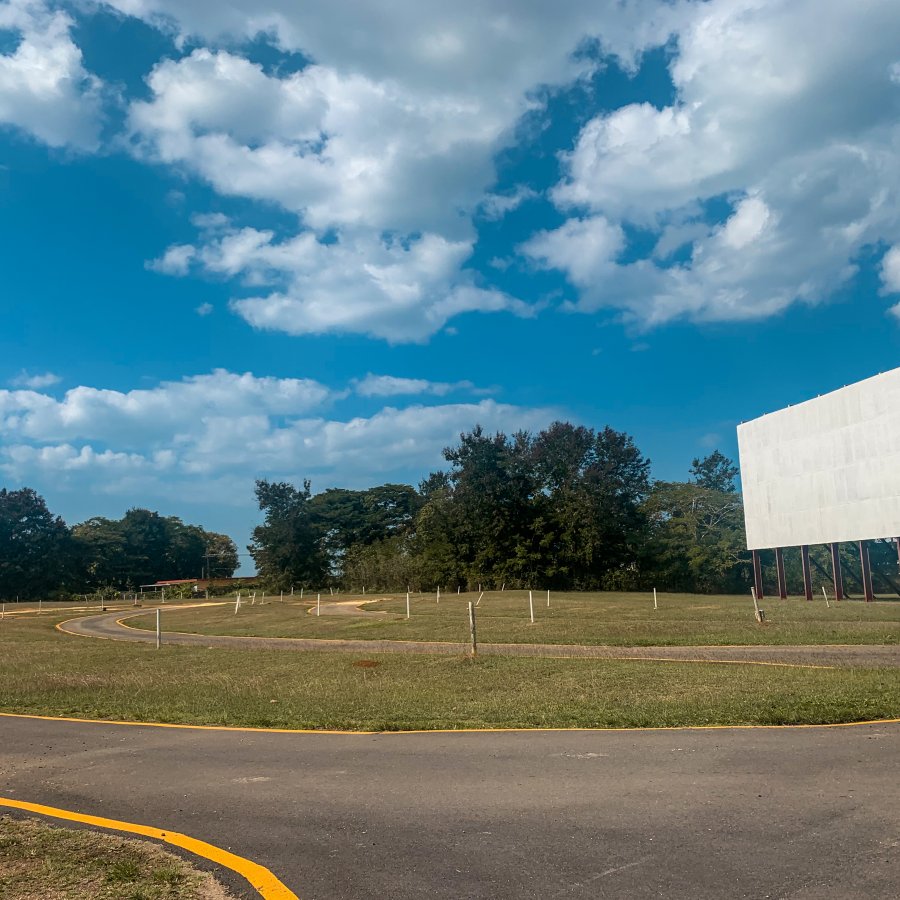 Drive in theater screen. 